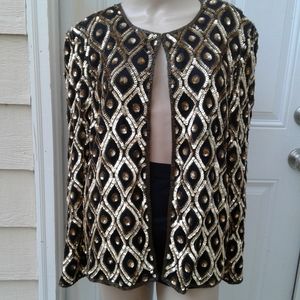 Stenay black silk and gold sequined evening jacket